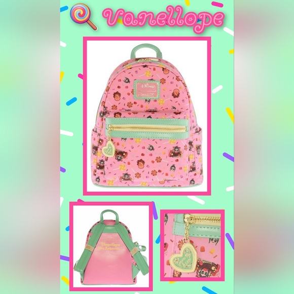 *LIMITED EDITION EXCLUSIVE* Vanellope Loungefly with CUSTOM Bag Charm!!! NWT! - Picture 1 of 7